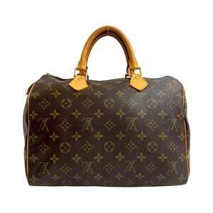 LOUIS VUITTON Brown Monogram Leather Speedy 30 Boston Bag